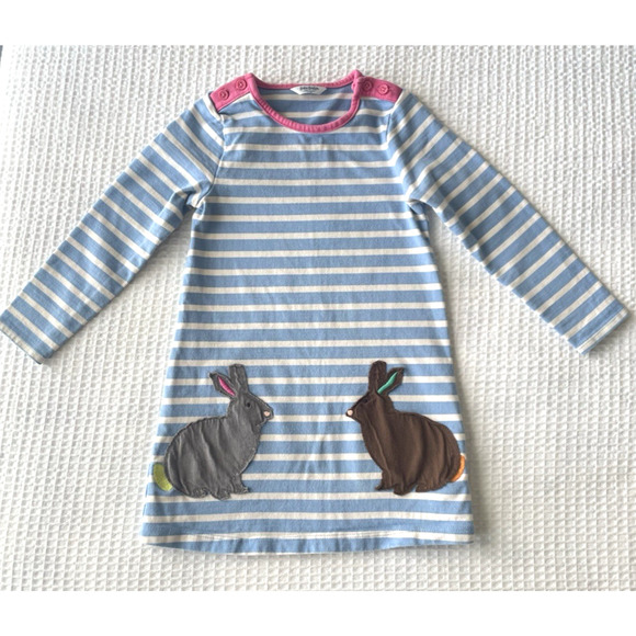 Mini Boden Other - Mini Baby Boden Girls Dress Size 2 3 Bunny Rabbit Striped